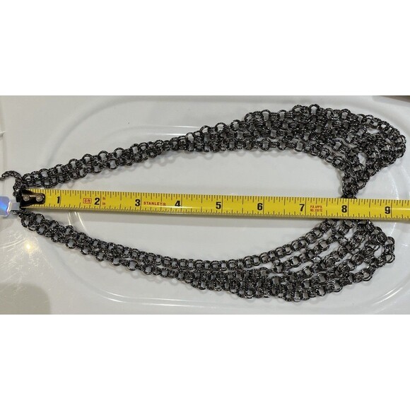 Gun Metal Peter Pan Collar Chain Link Necklace Set Whimsigoth Fairy Grunge - Picture 5 of 8
